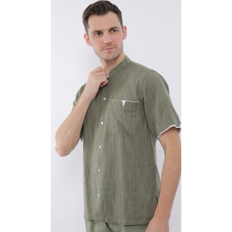 KEMEJA KOKO KOTAK KATUN LINEN/BAJU KOKO PRIA DEWASA TERBAFU