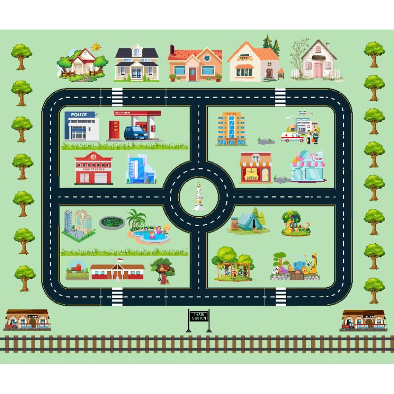 Jalanan Mobil Tayo / Playmap /Jalanan Mobil Mainan / Alas Main Mobil