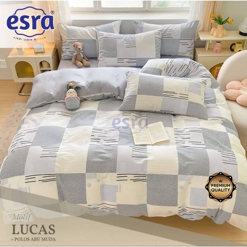 Bedcover + sprei anti geser katun esra motif LUCAS
