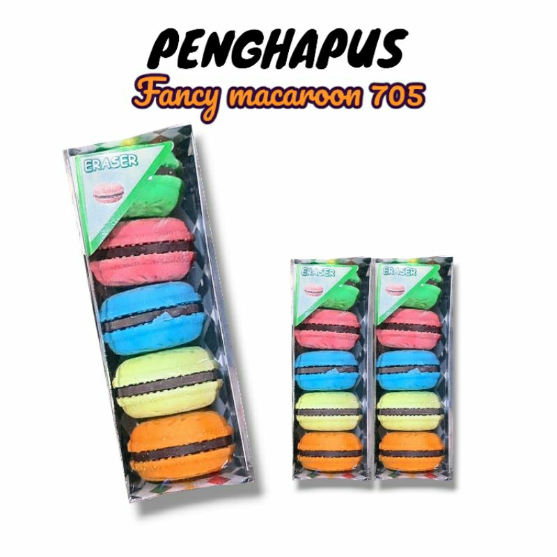 

Penghapus MACAROON 705 1set isi 5 penghapus / 1 pak eraser MACAROON isi 5