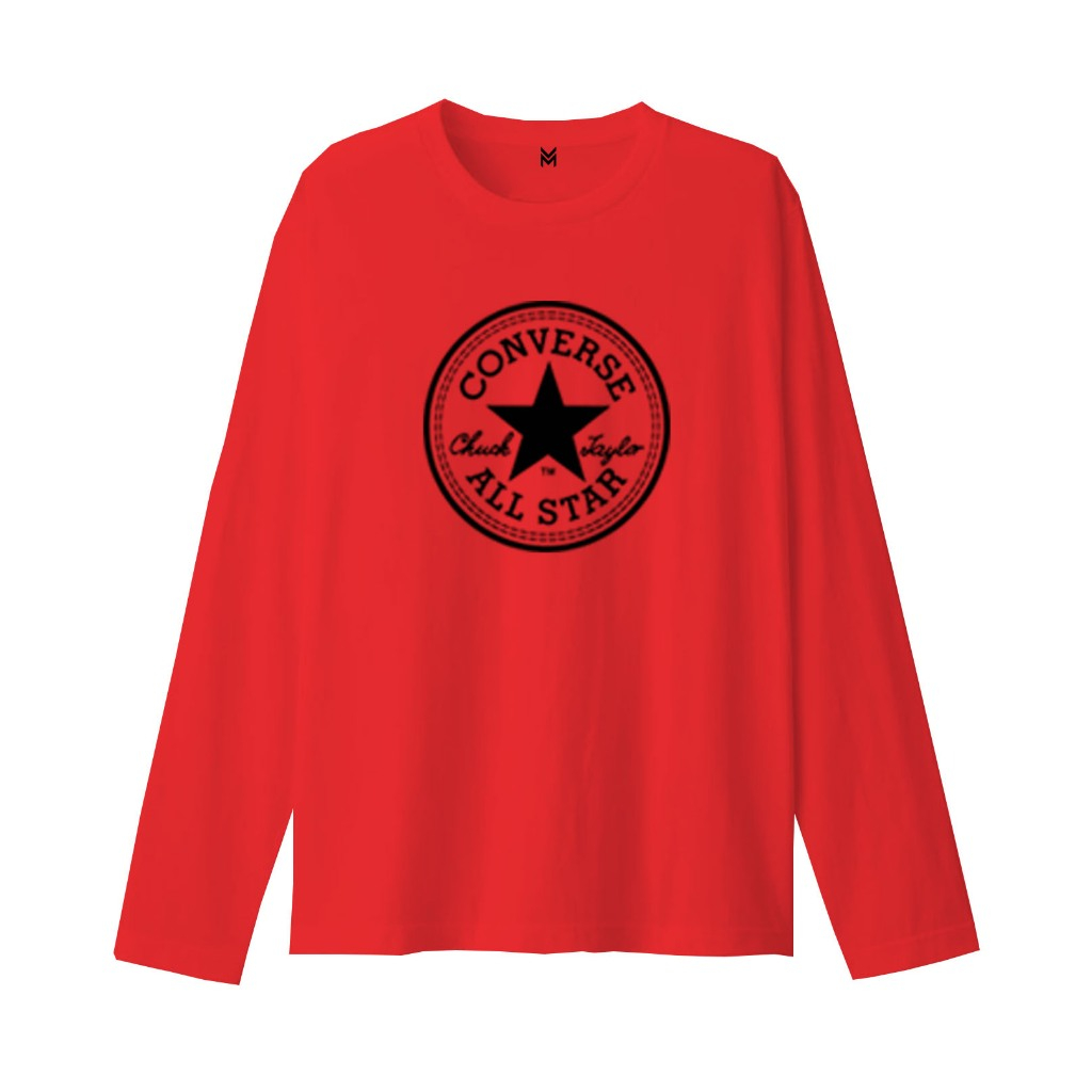 Kaos Lengan Panjang Tshirt Motif Converse All Star Hitam Print kaos Cotton Combed 24s Qualty Premium