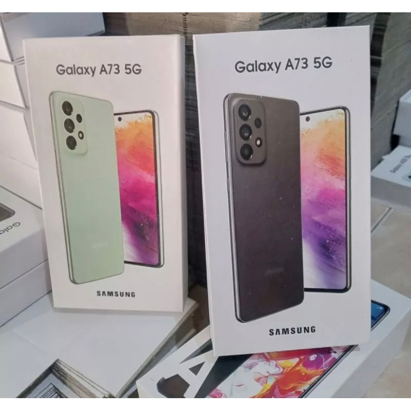 

dus box Samsung A73 5G ready semua warna free request sticker