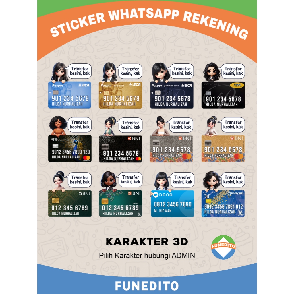 Stiker Whatsapp Rekening Bank dan E-wallet Animasi