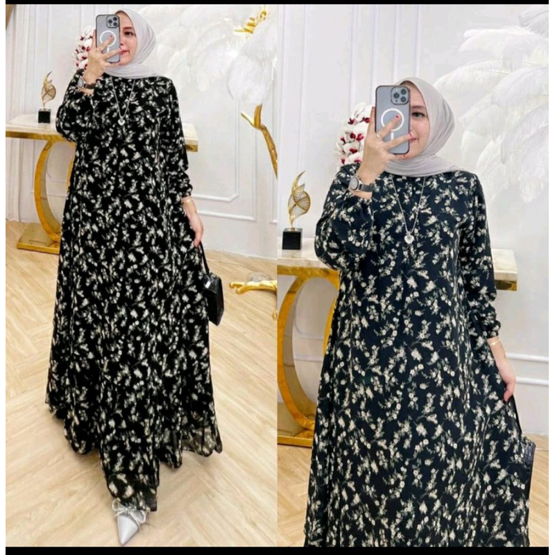 GAMIS MALAYSIA MOTIF/BAHAN CERUTY ARMANI BABYDOLL MOTIF/GAMIS MELAYU MOTIF