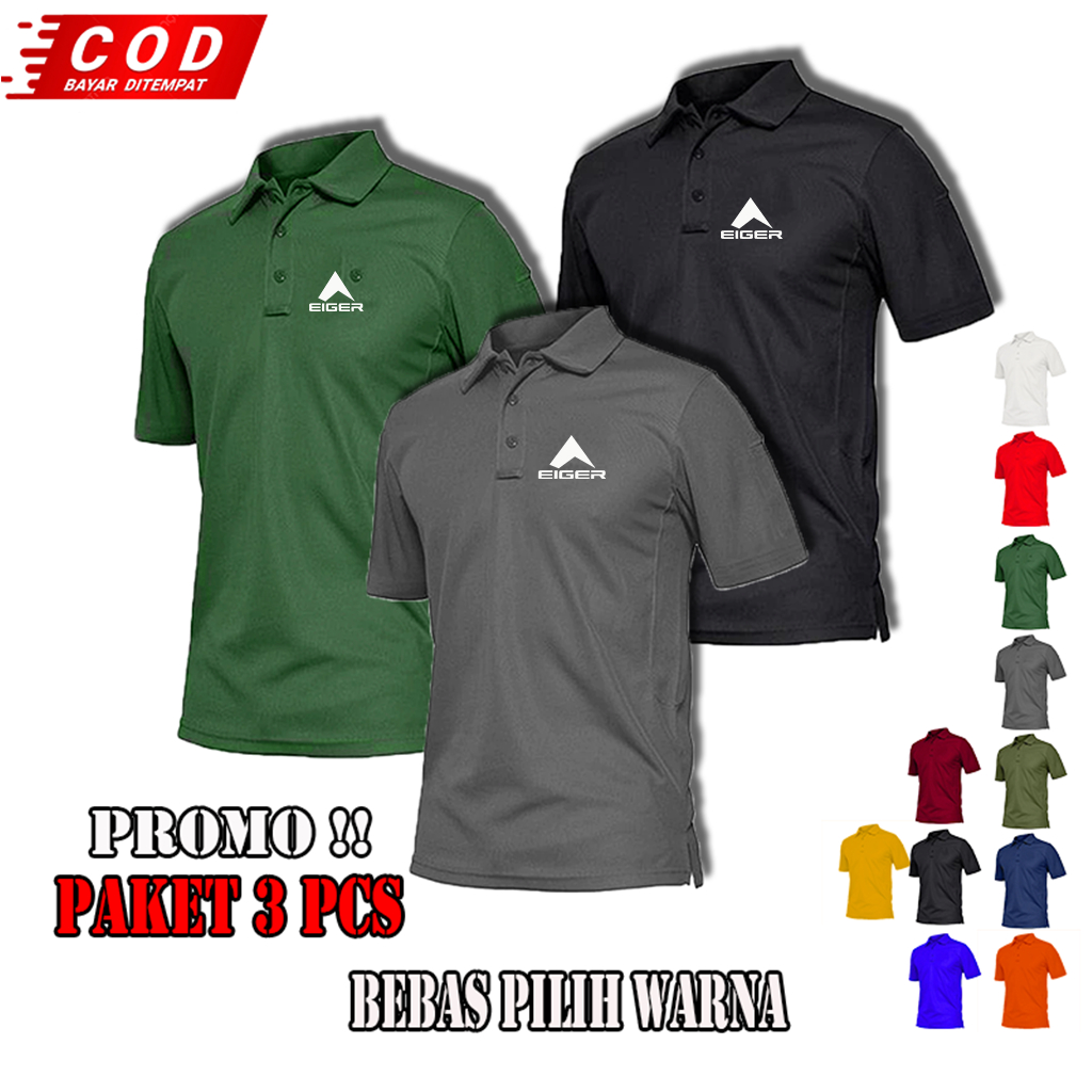 eiger polo putih COD Polo Kerah Atasan Pria MAHAL Terbaru | Kaos Premium bahan katun logo erg warna 