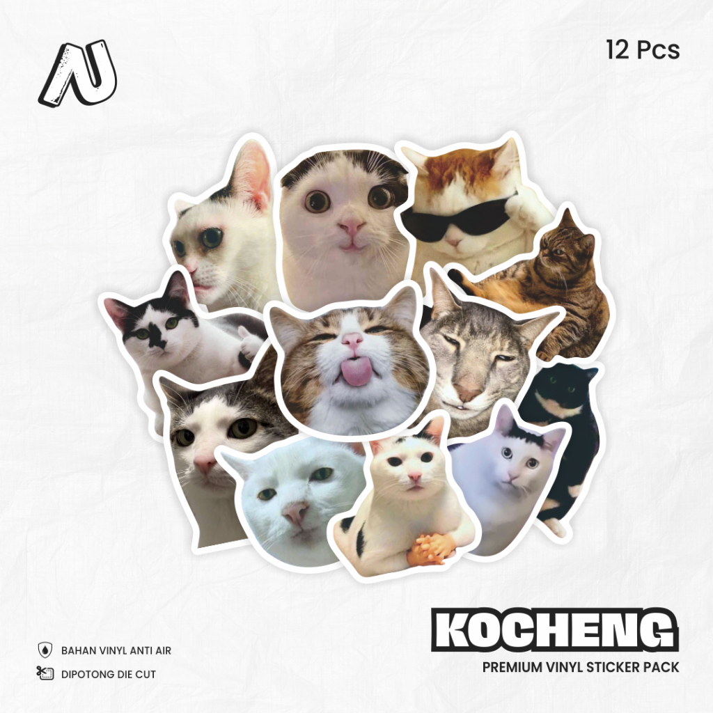 

Sticker Pack Kocheng Stiker Meme Kucing Aesthetic Vinyl Waterproof Laptop HP Motor Anti Air Lucu