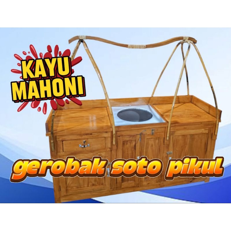 Gerobak soto pikul kayu mahoni free ongkir