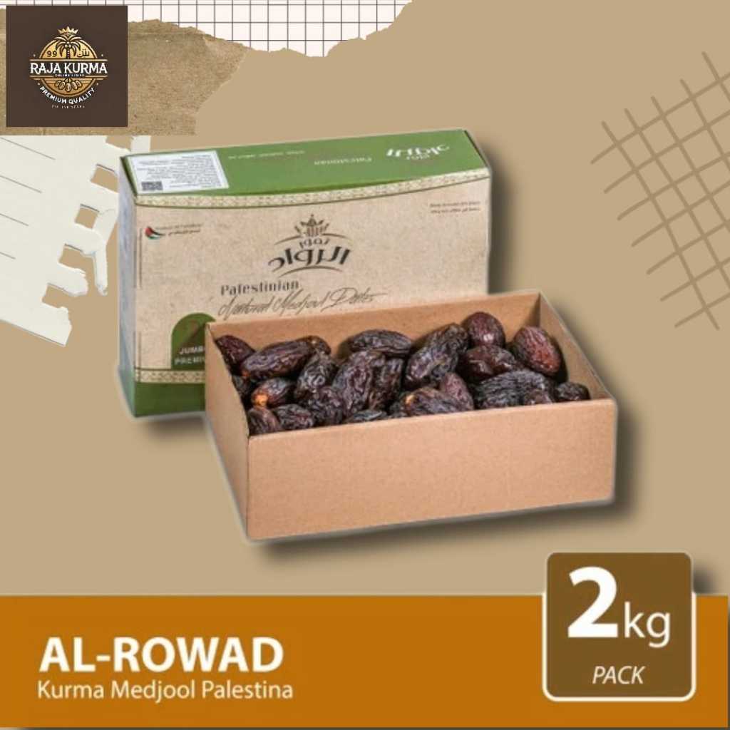 

AL-RWAD Kurma Medjool Palestina 2Kg Jumbo Large Premium Dates High Quality Tekstur Lembut dan Legit - LARGE