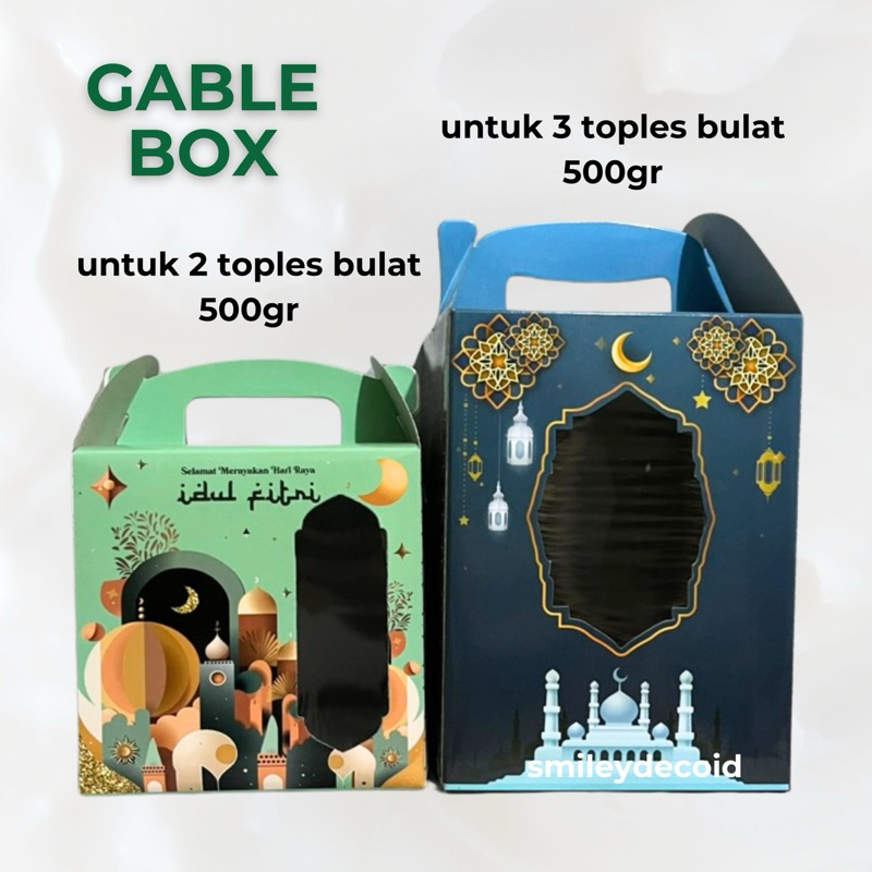 

[10PCS] Gable Box Dus Idul Fitri Lebaran untuk 2 / 3 toples bulat 500gram Hampers Raya