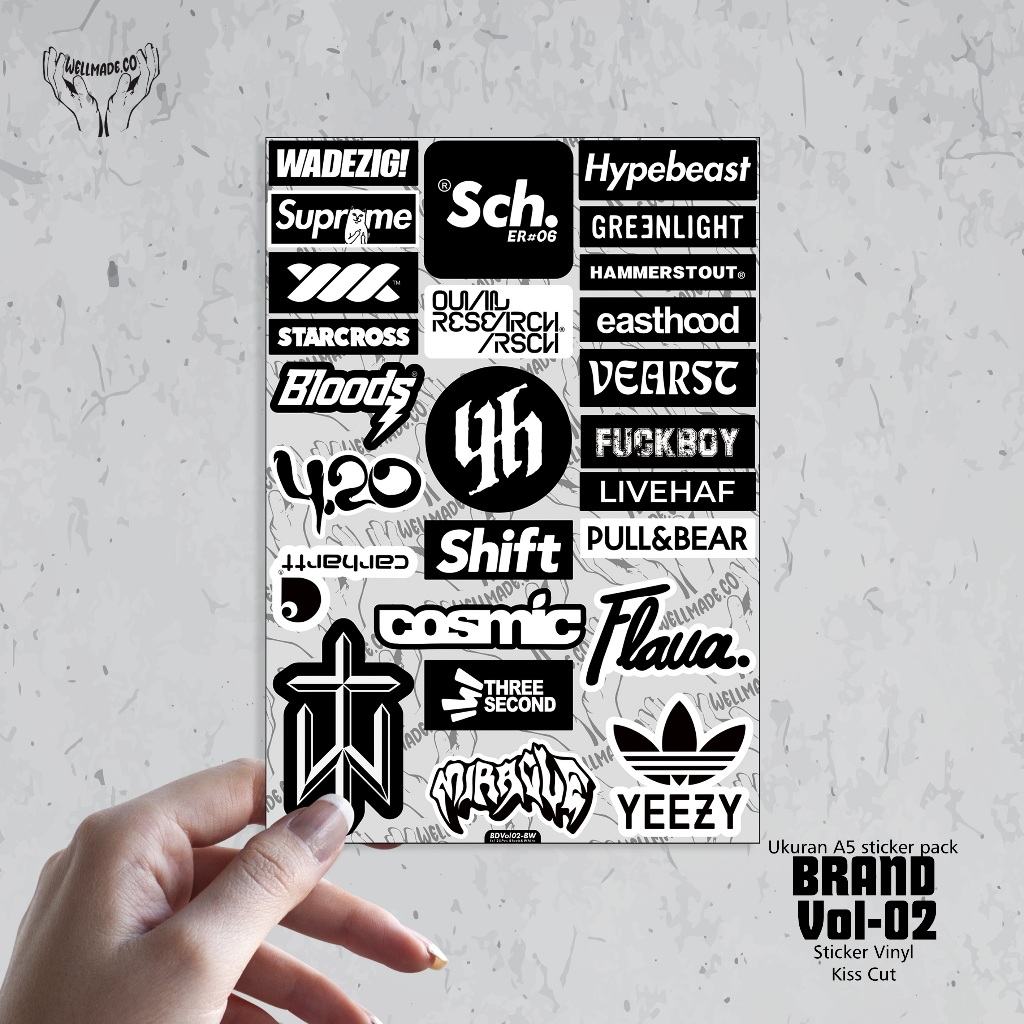 

Sticker Pack BRAND Tumblr Helm Laptop Lokal VOL2 BLACK & WHITE