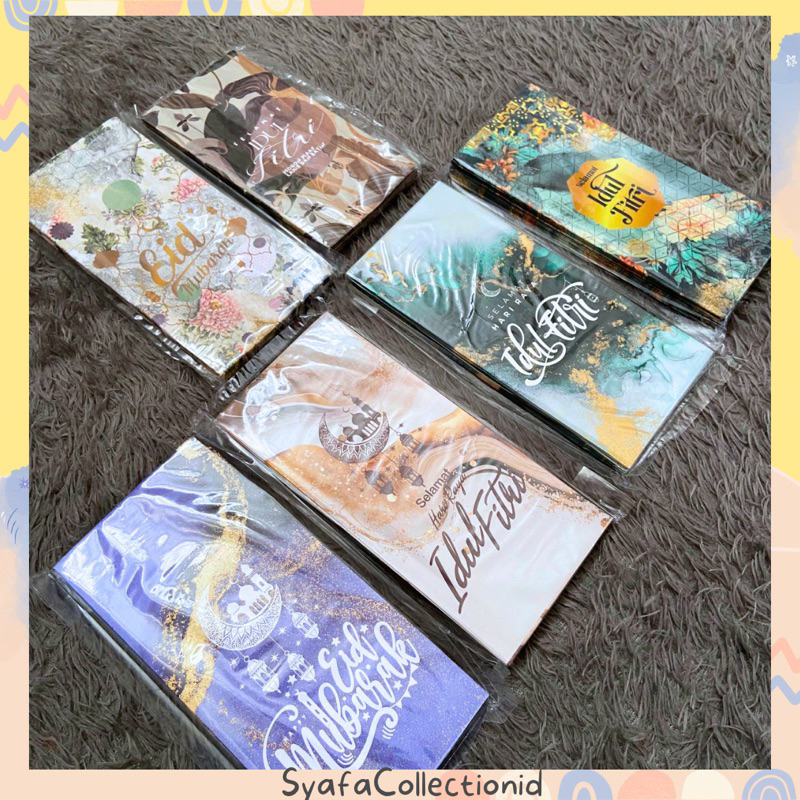 

Amplop Lebaran Panjang Karakter cantik estetik Tulisan Timbul Gold