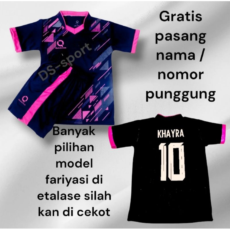 stelan jersy Baju bola futsal. sablon nama nomor baju anak/stelan jersy futsal kaos olahraga badmint