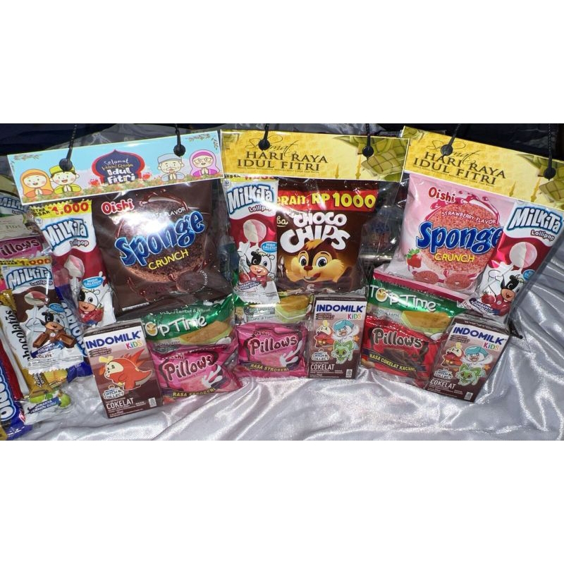 

mini parcel snack lebaran isian susu kotak
