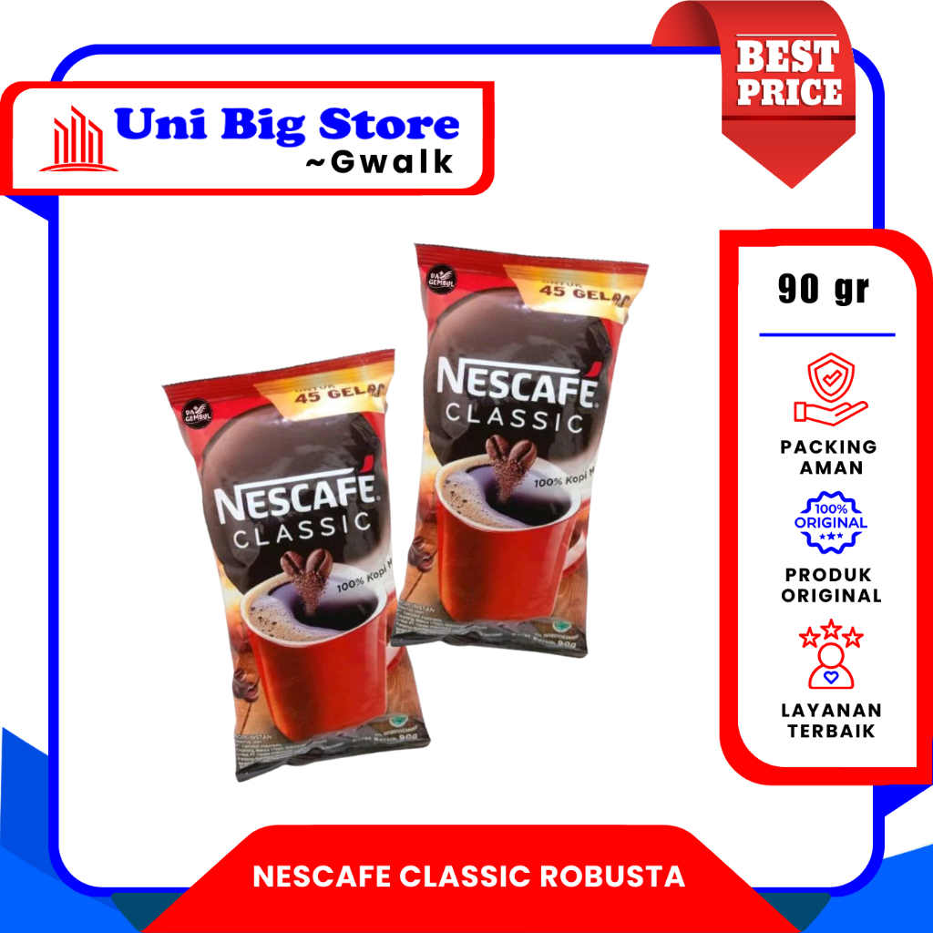 

NESCAFE CLASSIC ROBUSTA KOPI INSTAN 100% MURNI - 90 gr