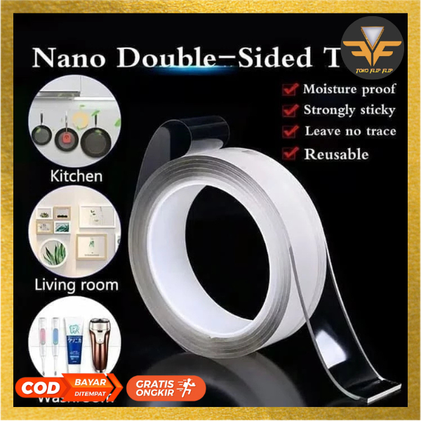 

Double Tape Nano Selotip Bening 2 Sisi Serbaguna 1M,3M,5M / Lakban Tebal Selotip Perekat Waterproof