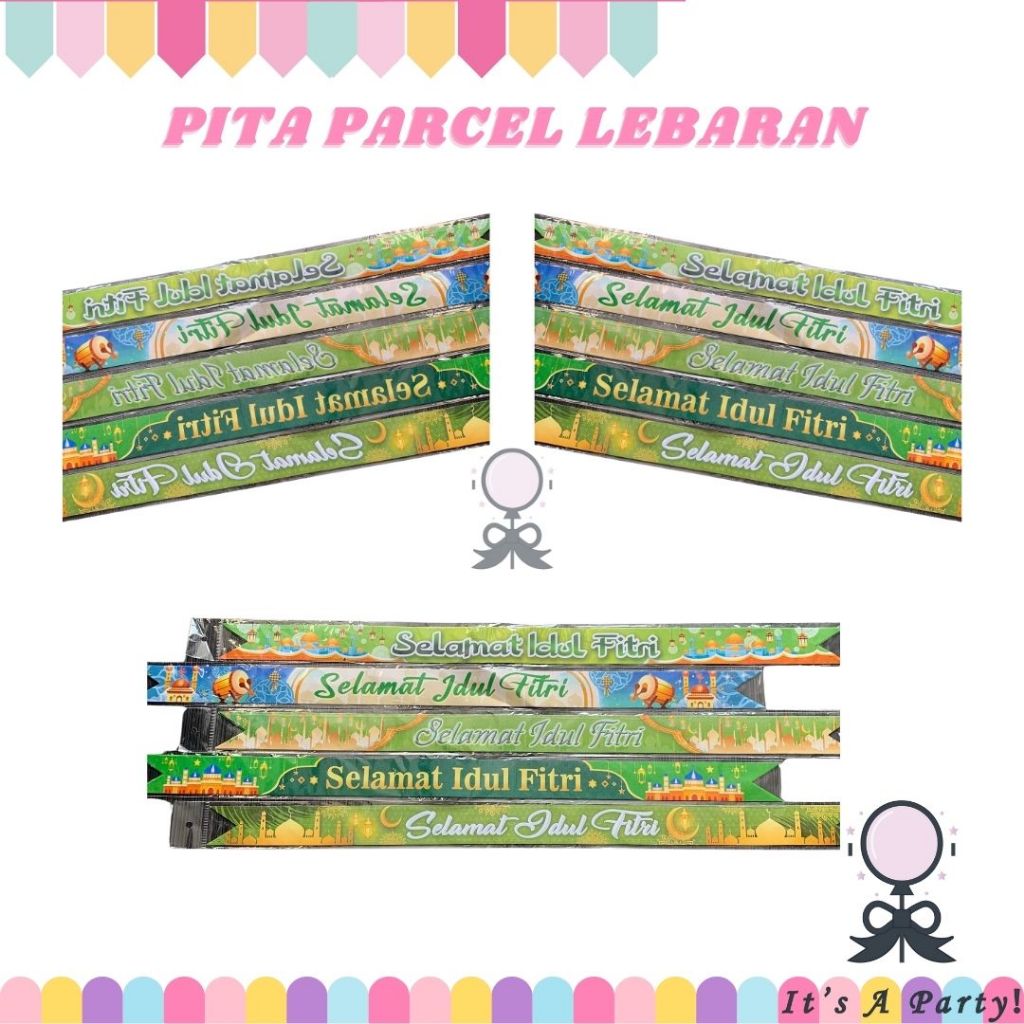 

Pita Parcel Lebaran Selamat Idul Fitri 10pcs Uk 64x4cm Pita Slempang Hiasan Parcel