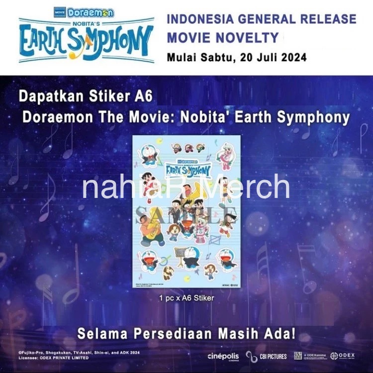 

Doraemon the Movie: Nobita's Earth Symphony x Cinepolis Official A6 Sticker