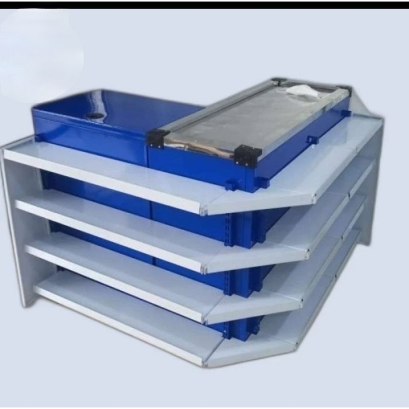 Rak Display / Meja Kasir Minimarket model L (FREE PACKING KAYU)