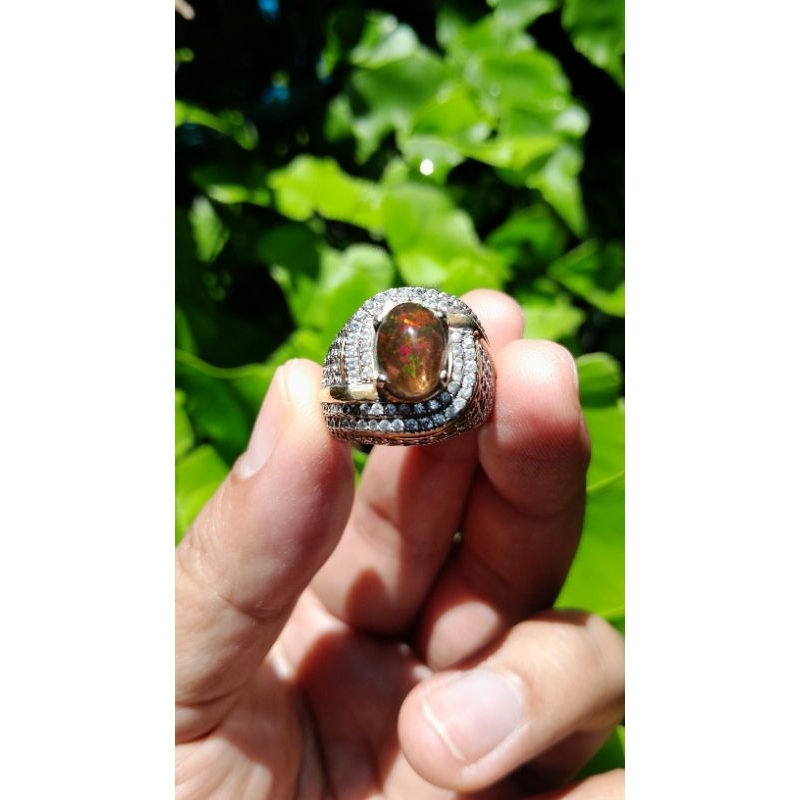 Black Opal Kalimaya Ring Perak