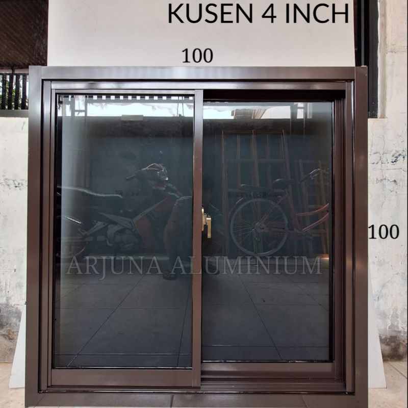 Jendela Sliding Aluminium 100x100 Kusen 4 Inch