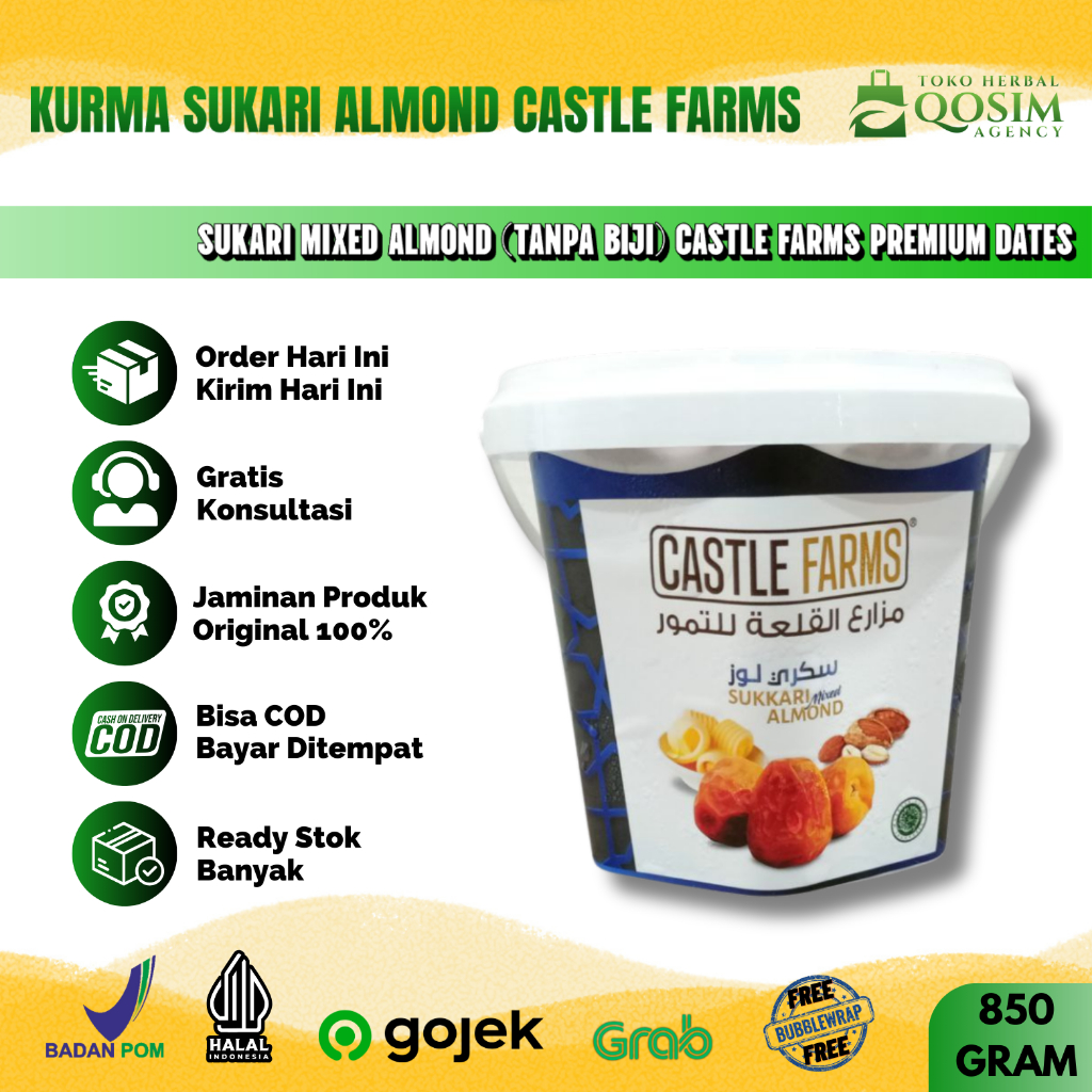 

Kurma Sukari Almond Castle Farms 850Gr Manis Lembut Tanpa Biji