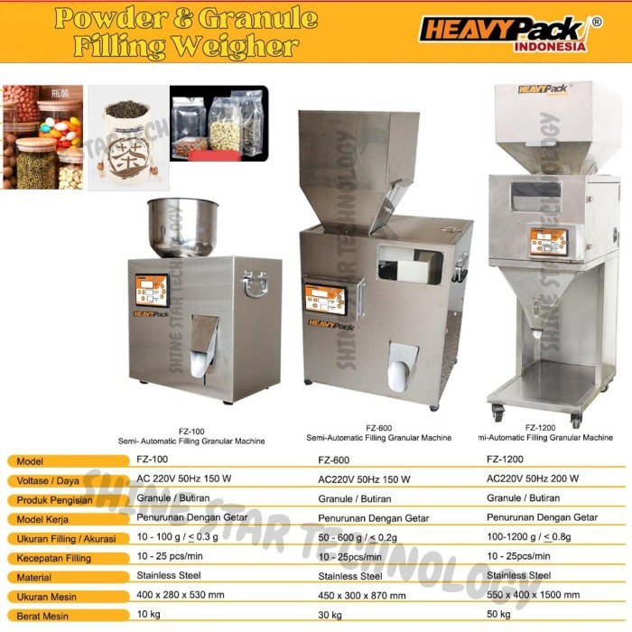 Mesin Filling Powder Granule Weigher FZ-100 FZ-600 FZ-1200 HEAVYPACK Mesin Timbang Otomatis