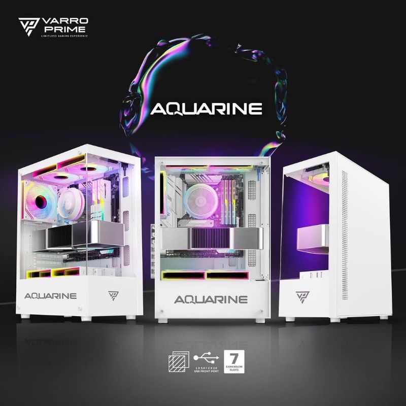 CASING PC GAMING AQUARINE White VARRO PRIME FREE 3 FAN