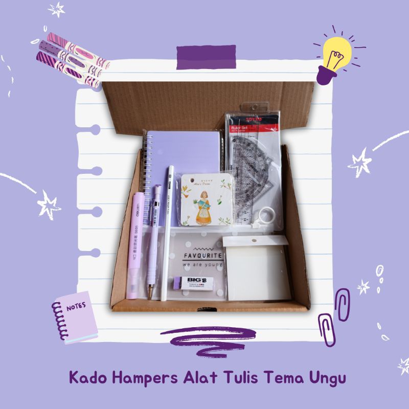 

Kado Hampers Alat Tulis Tema Ungu Get Free Pulsa