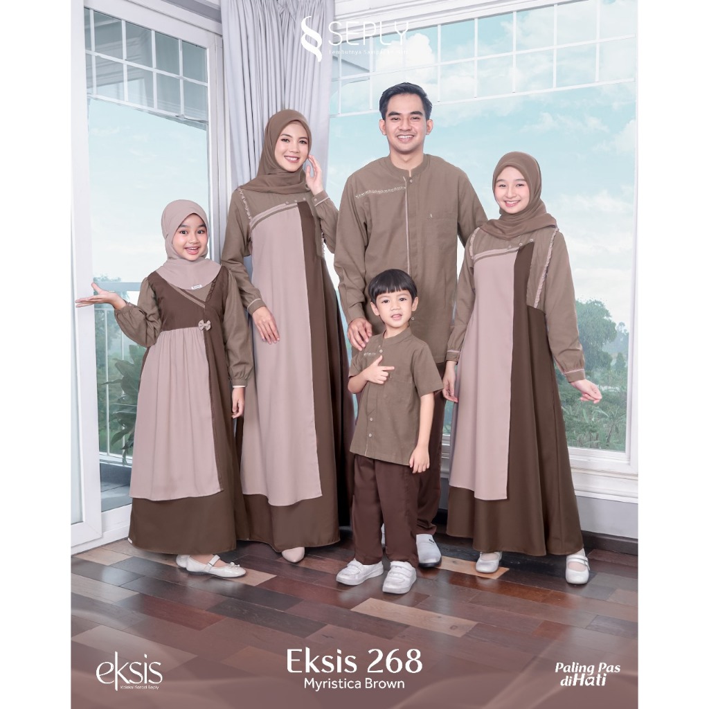 Sarimbit Keluarga 2025 Seply Eksis 268 Myristica Brown Gamis Couple