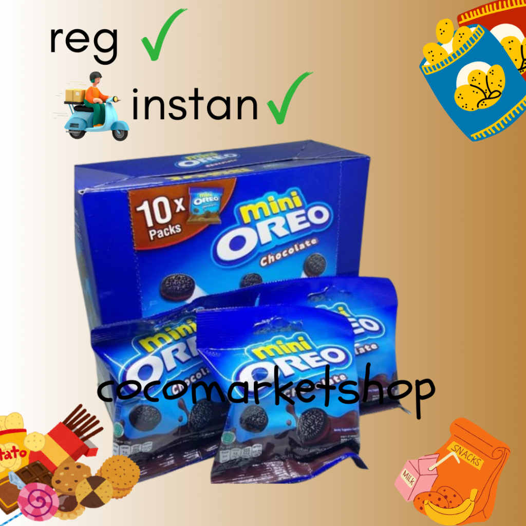 

COCOMART - (BOX) MINI OREO BISKUIT ORIGINAL VANILLA CREAM ISI 10 PCS