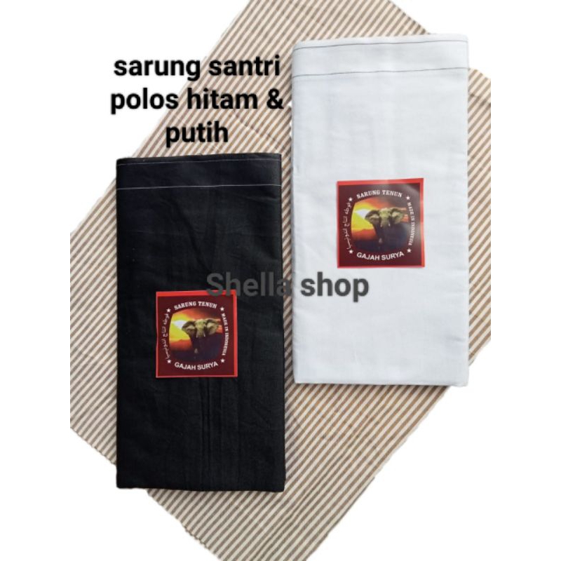 sarung polos hitam/ sarung polos putih/ sarung santri/ sarung ukuran dewasa/ sarung gajah Surya polo