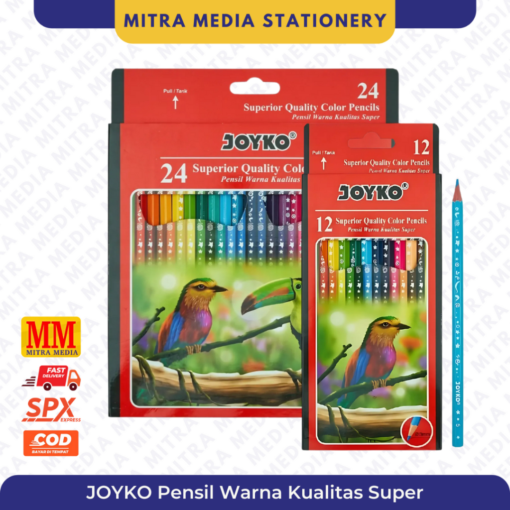 

JOYKO Pensil Warna Kayu Kualitas SUPER Panjang / 12 24 Warna CP-105 / CP-106