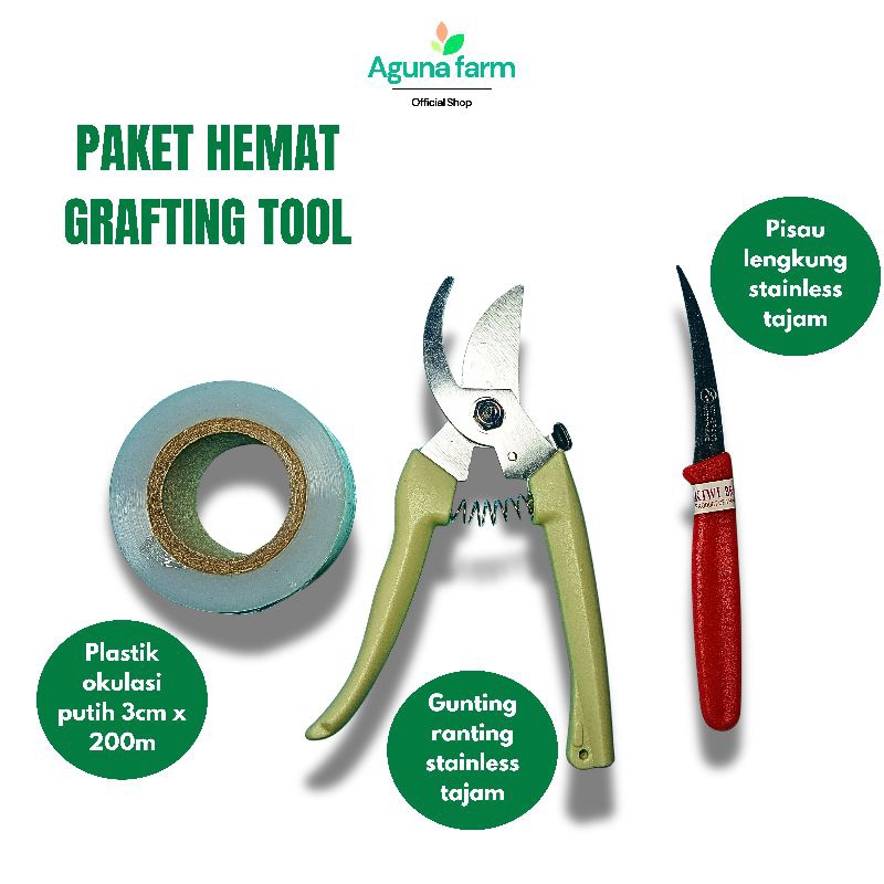 grafting tool | belajar grafting okulasi tanaman | plastik okulasi + pisau okulasi + gunting ranting