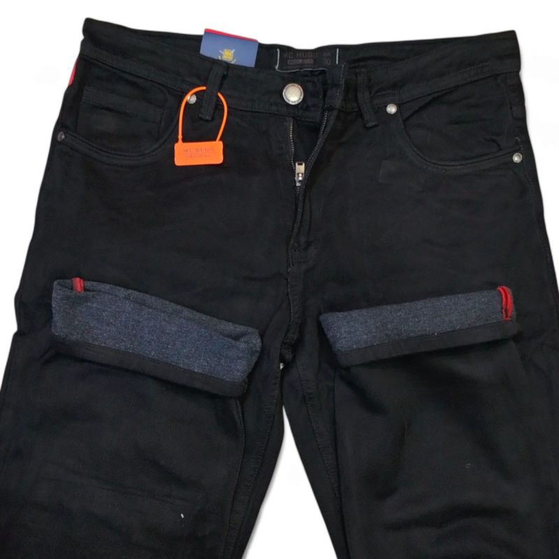 Celana Soft Jeans Hitam Panjang Cowok Pria Standar Reguler Merk MC HUGO Original
