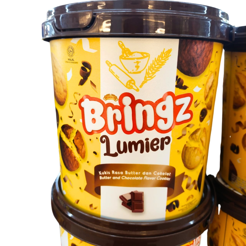 

Bringz Lumier Kukis Rasa Butter dan Coklat 282gr Biskuit Roti Kaleng Ember Plastik Kue Kering