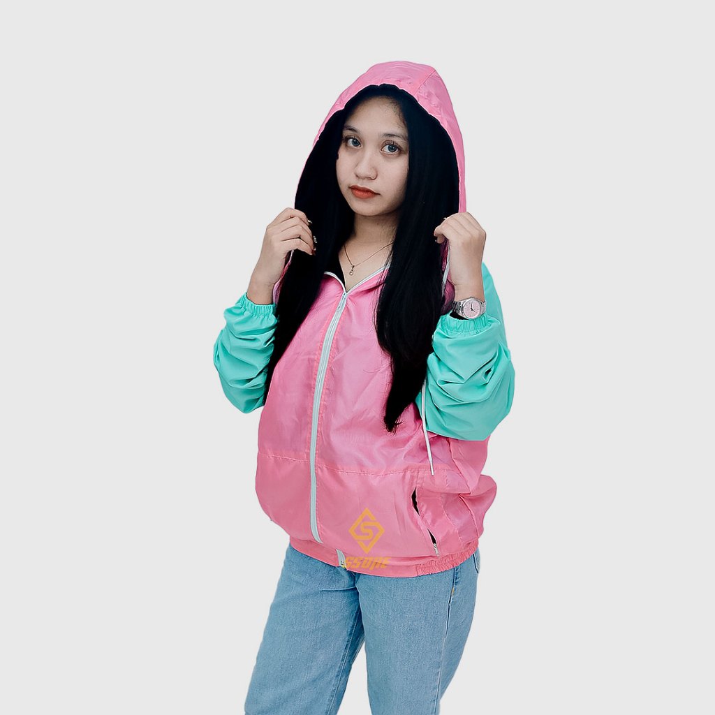 JAKET PARASUT CEWEK  HOODIE OLAHRAGA WANITA LENGAN PANJANG JAKET PARASUT WANITA KOMBINASI