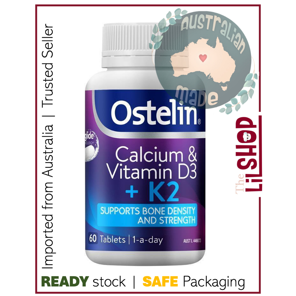 Ostelin  Calcium & Vitamin D3 + K2 - Cal-DK2 - Calcium, Vitamin D + Vitamin K for Bone Health - 60 T