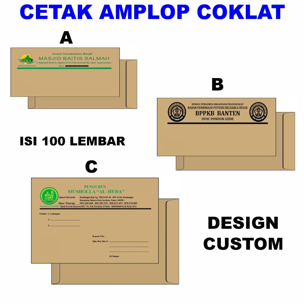 

Cetak Amplop Coklat Design Custom 1 Pack 100 Lembar