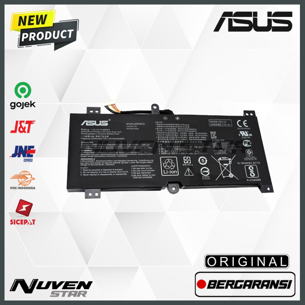 Original Baterai Laptop ASUS ROG STRIX GL504 GL504G GL504GM GL504GS GL704 GL704GW GL704GM GL704GV C4