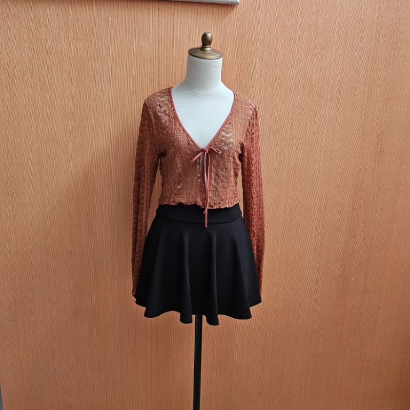 atasan cardigan wanita crop top orange bata GROUP FASHION cewek M cute L lengan panjang MEWAH crop t