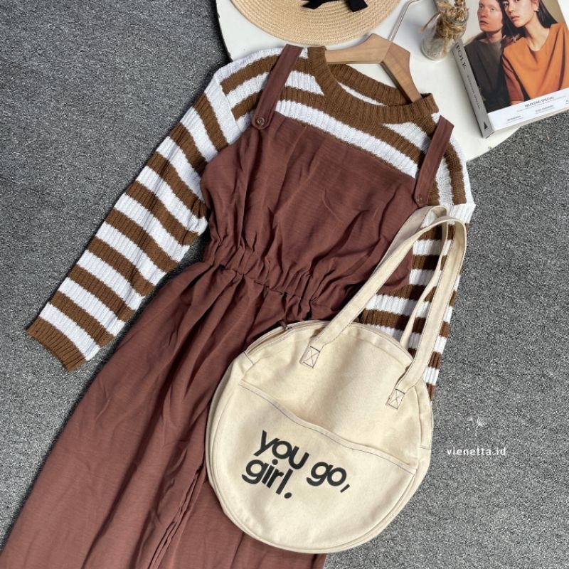 Vienetta id - ONESET SETELAN WANITA TERBARU OVERAL JUMPSUIT KEKINIAN KOREAN STYLE HIJAB FRIENDLY DAI