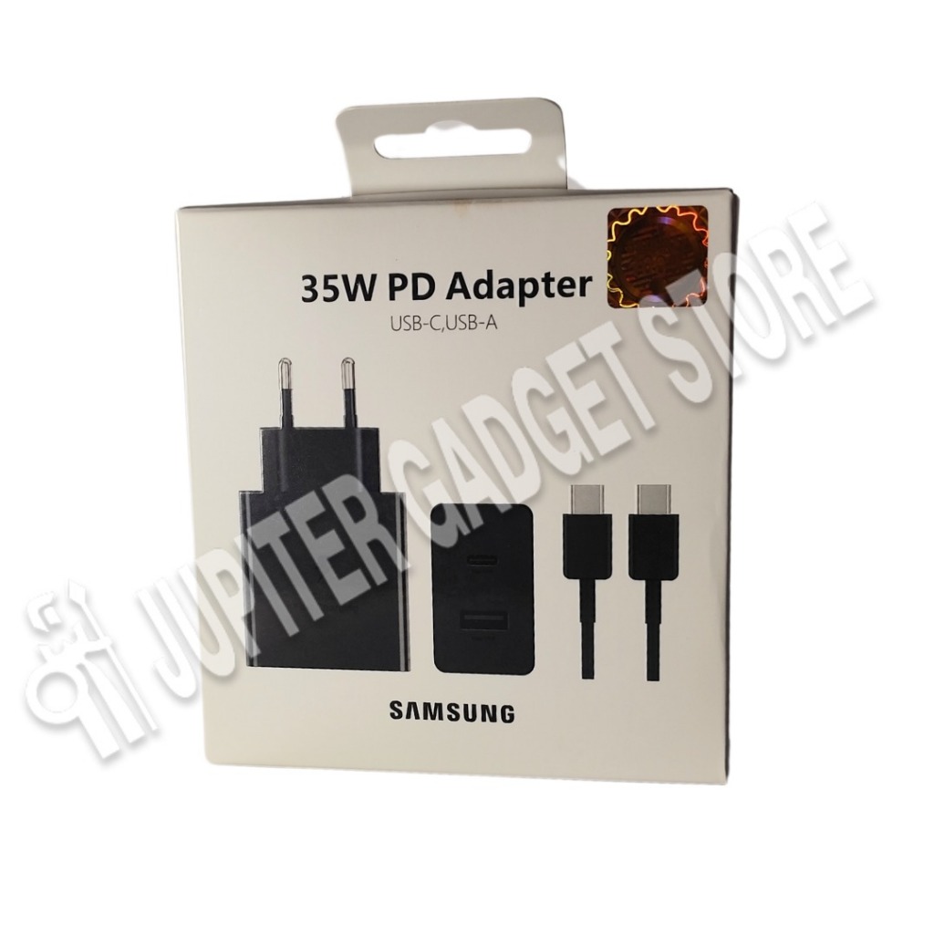 Adaptor Charger Samsung 35W Dual USB-A USB-C Fast Charging With Cable Type C to Type C