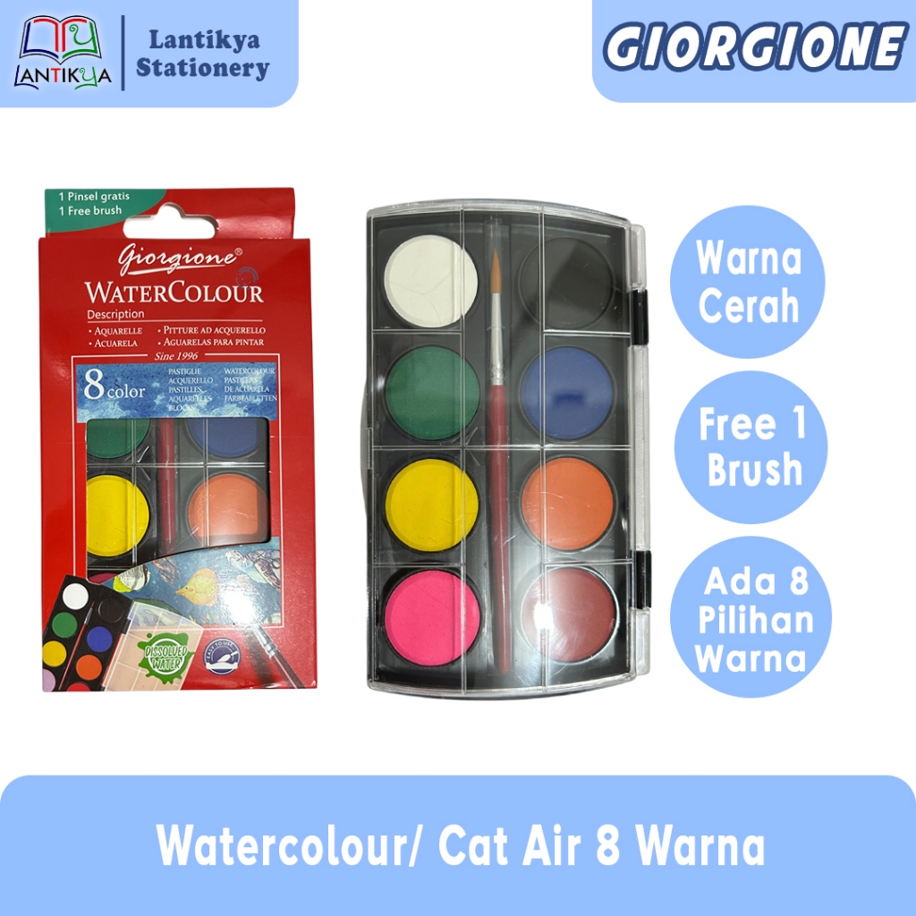 

Watercolour /Cat air/Isi 8 Warna GIORGIONE
