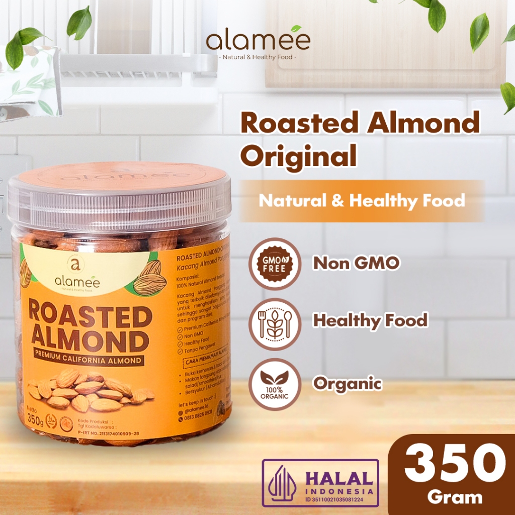 

ALAMEE Kacang Almond Panggang Natural Roasted Almon Grade A 350 Gram