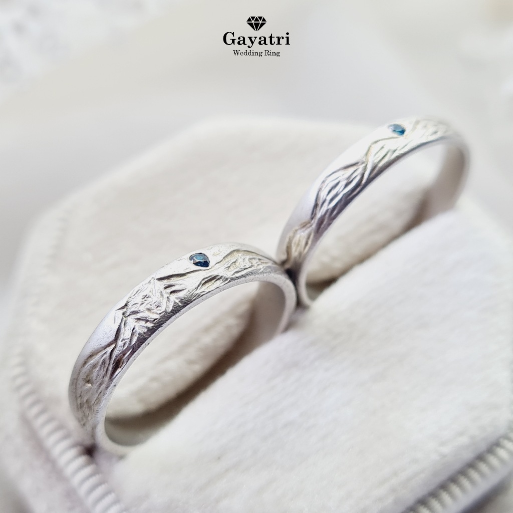 Cincin tunangan & pernikahan rustic couple, Wanita - Pria Silver 925