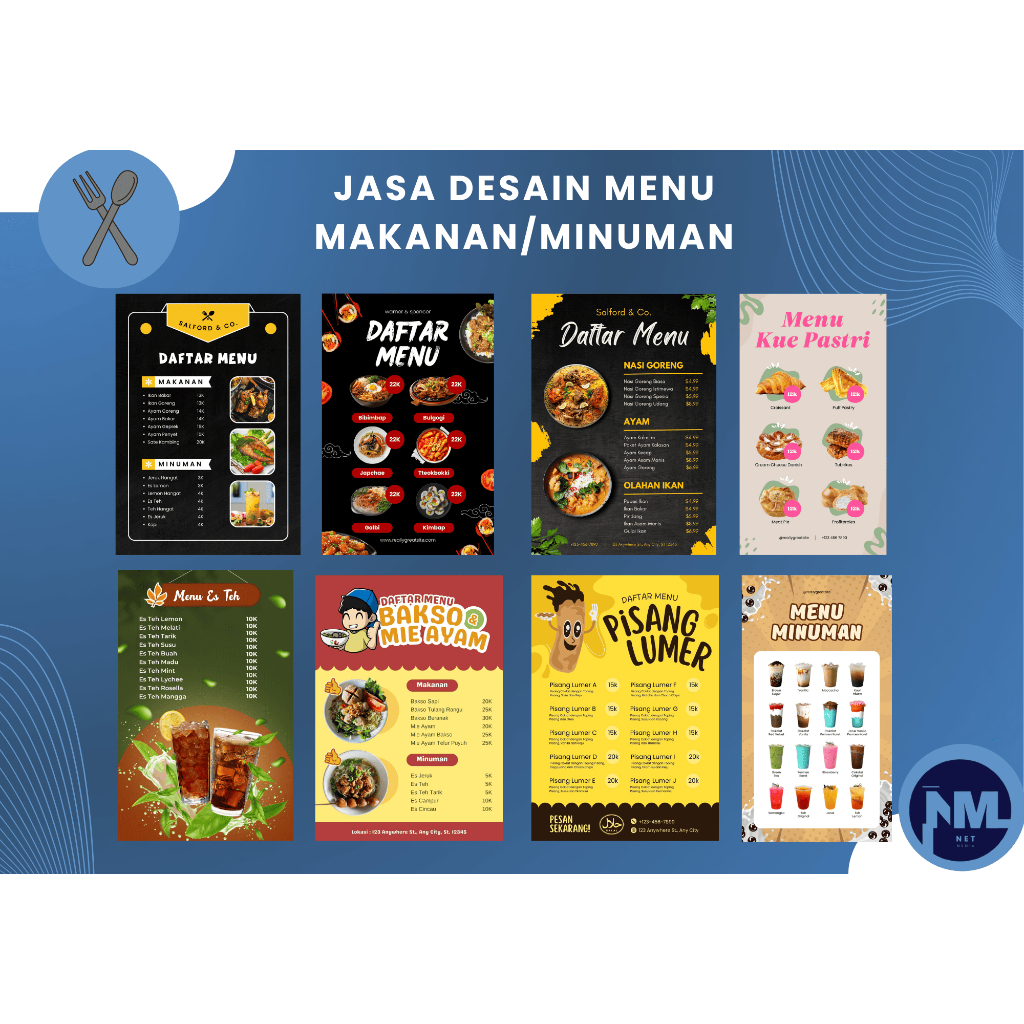 JASA DESAIN MENU MAKANAN DAN MINUMAN, MENU-MENU LAINNYA