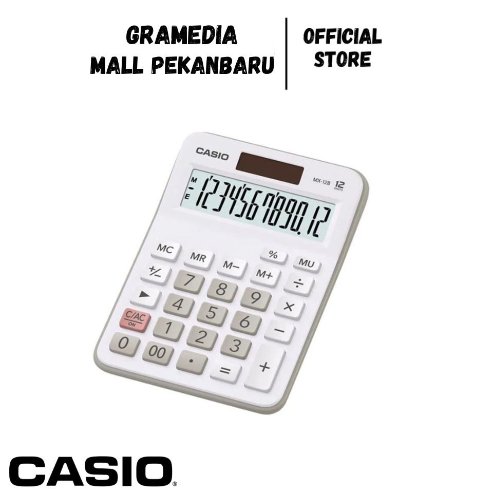

CASIO CALCULATOR MX-12 B White - Kalkulator Kantor Dagang 12 Digits (Original) Gramedia Mal Pekanbaru