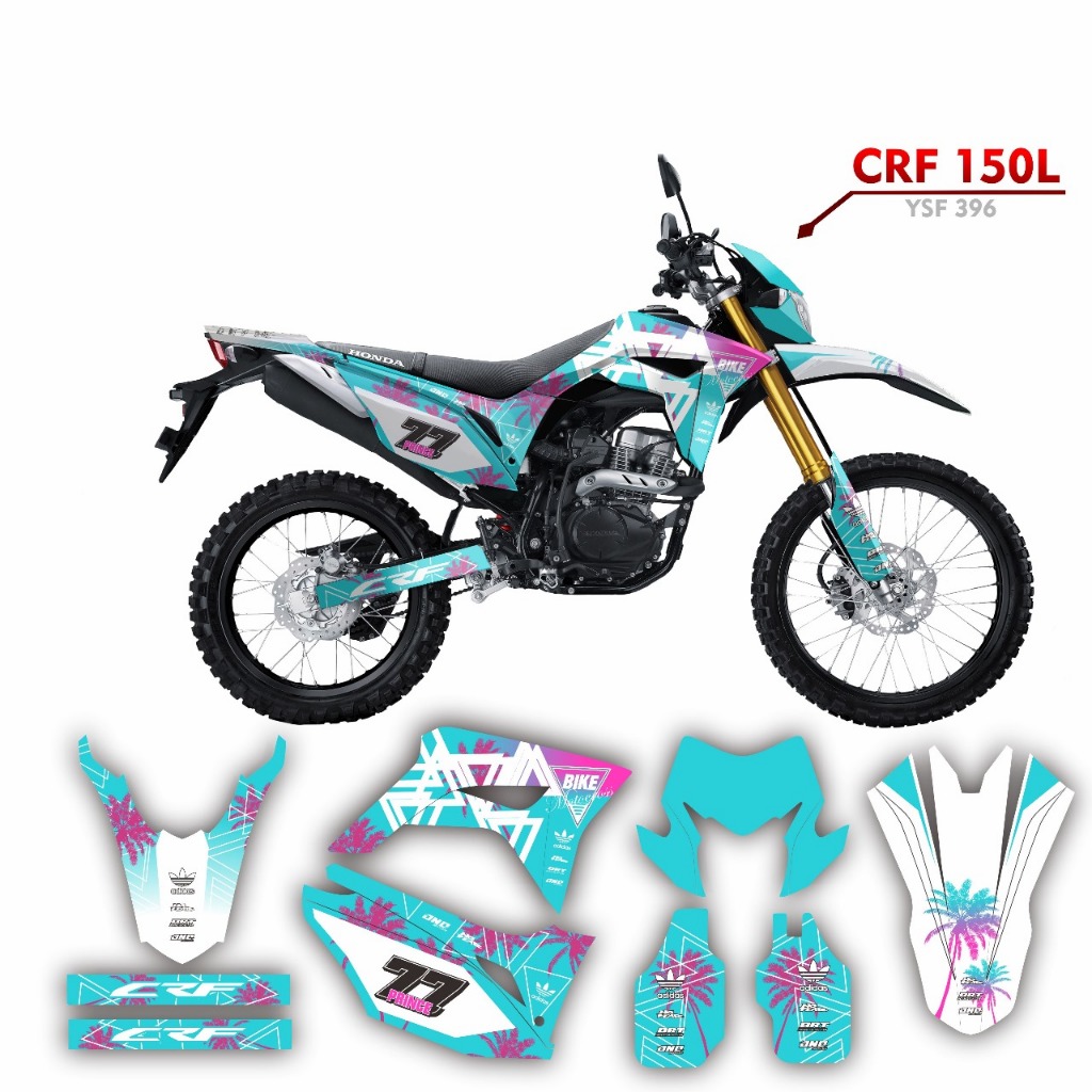 Decal CRF 150L sticker motor CRF150L stiker variasi 132 MOTIF GRAPHIC HIJAU TOSCA