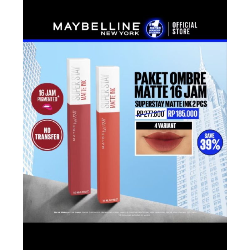 MAYBELLINE superstay Matte ink 2pcs ombre set lipstik