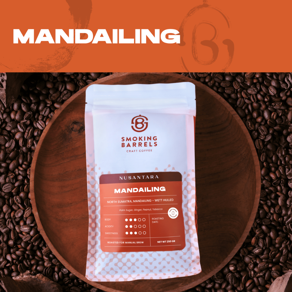 

Biji Kopi Arabika Mandailing Wett Hulled 200gr - Smoking Barrels Craft Coffee Nusantara Series Coffee Bean Manual Brew Espresso